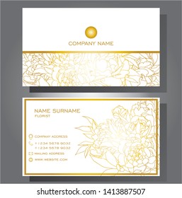 
Business card template, floral golden pattern. Vector design editable.