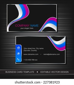 Business card template with front and back side/editable vector design