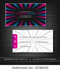 Business card template with front and back side/editable vector design