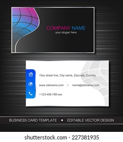Business card template with front and back side/editable vector design