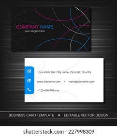 Business card template with front and back side/editable vector design 