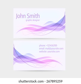 Business card template - front and back side.Abstract wave design.