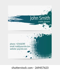 Business card template - front and back side. Dark grunge design.