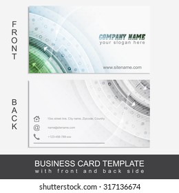 Business card template with front and back side and abstract pattern. Vector illustration.