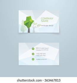 Business card template - front and back side. Abstract tree desi