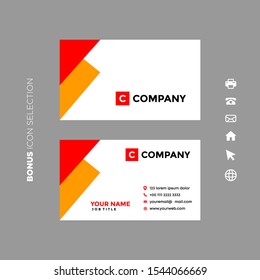 business card template futuristic modern in red color