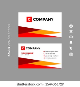 business card template futuristic modern in red color