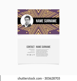 Business Card Template. Geometric Pattern Background