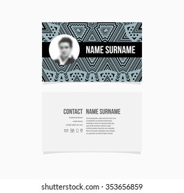 Business Card Template. Geometric Pattern Background