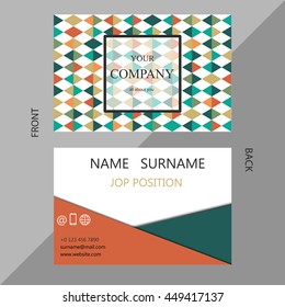 Business card template, Geometric pattern vector design editable