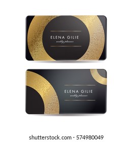 Business Card Template Or Gift Cards. Texture Of Gold Foil. Luxury Vector Illustration. Easy Editable Template. Space For Text. Vector