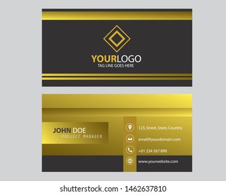 Business Card Template With Gold Gradient Luxury. Modern Bussines Card. Simple Business Card Design. Creative And Elegant Business Card Design. Vector Illustration. Eps 10