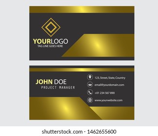 Business Card Template With Gold Gradient Luxury. Modern Bussines Card. Simple Business Card Design. Creative And Elegant Business Card Design. Vector Illustration. Eps 10