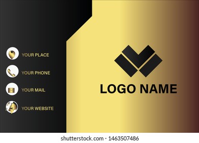 business card template with gold gradient luxury modern presentation template
