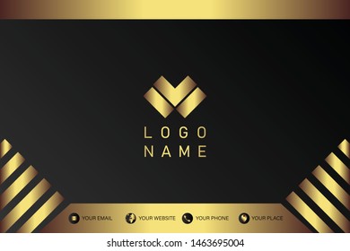 business card template with gold gradient luxury modern presentation template
