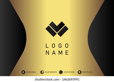 business card template with gold gradient luxury modern presentation template
