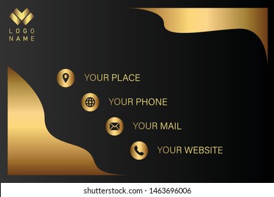 business card template with gold gradient luxury modern presentation template
