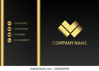 business card template with gold gradient luxury modern presentation template
