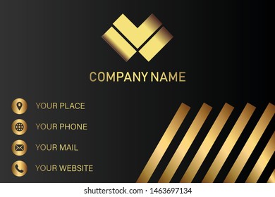 business card template with gold gradient luxury modern presentation template
