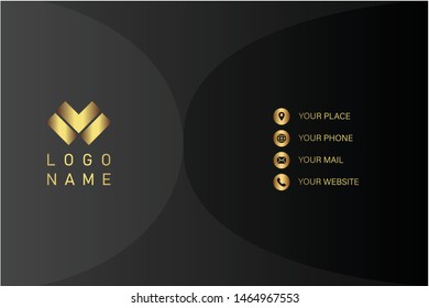business card template with gold gradient luxury modern presentation template
