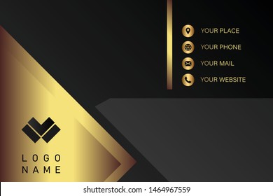 business card template with gold gradient luxury modern presentation template
