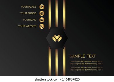 business card template with gold gradient luxury modern presentation template
