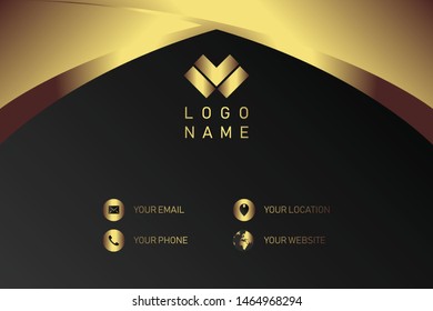 business card template with gold gradient luxury modern presentation template

