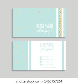 Business card template, golden background vector