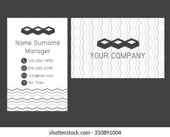 business card template gray zigzag theme