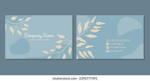 business card template with hand drawn floral pattern. landscape orientation for invite design, prestigious gift card, voucher or luxury name card