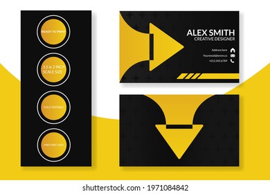 Business card template, id card template for business with yellow and black color. Star pattern background.