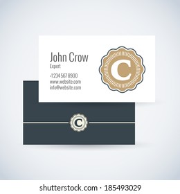 business card template with initial emblem letter c white star conceptual background scene performance mark empty business impression silhouette concept creative banner agreement writing presentation
