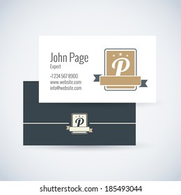 business card template with initial emblem letter p white star abstract background scene performance mark empty deal offset contour concept creative banner confirmation writing present letterhead visi