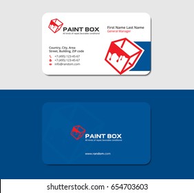 business card template for interior designer with red paint box