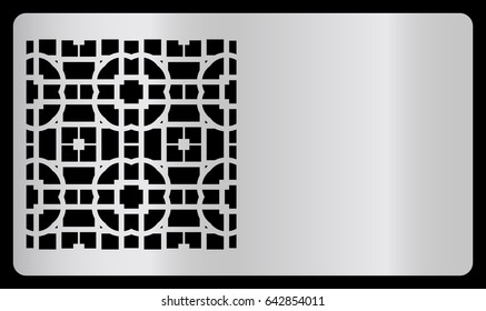 Business card template. Laser cutting, silver design. Modern geometric card for laser cutting. Vector illustration.