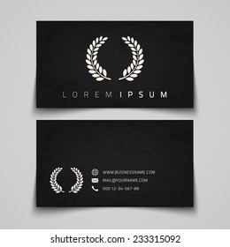Business card template. Laurel conceptual logo. Vector illustration