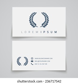 Business card template. Laurel conceptual logo. Vector illustration