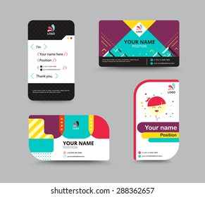 Business card template, business card layout design, vector illustration