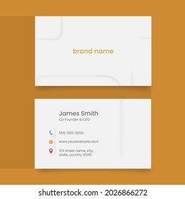 Business Card Template Layout In Front And Back Side On Yellow Background.
