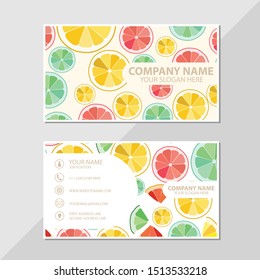 Business card template lemon colorful pattern vector illustration design
