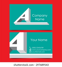 Business card template, letter A. Vector illustration