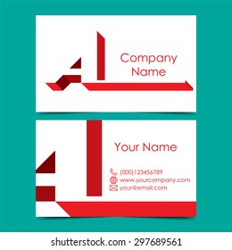 Business card template, letter A. Vector illustration