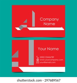 Business card template, letter A. Vector illustration