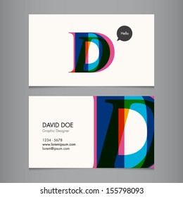 Business card template, letter D 