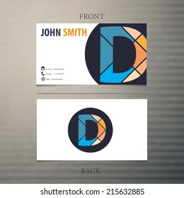 Business card template, letter D