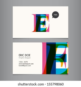 Business card template, letter E