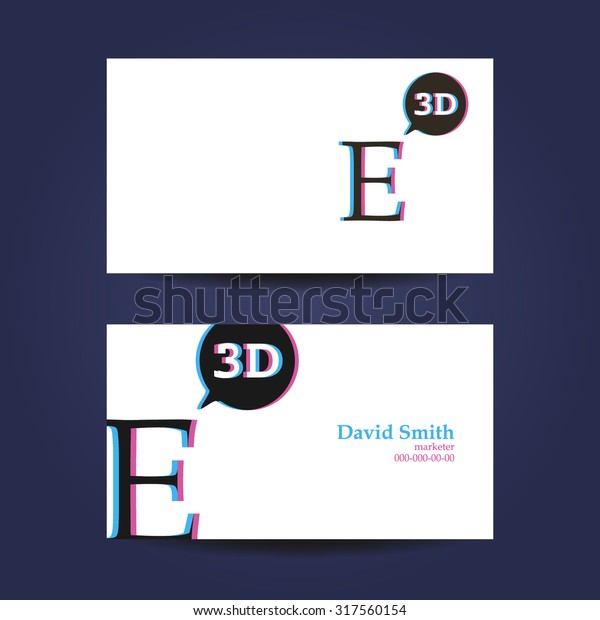 Business Card Template Letter E 3d Stock Vector Royalty Free