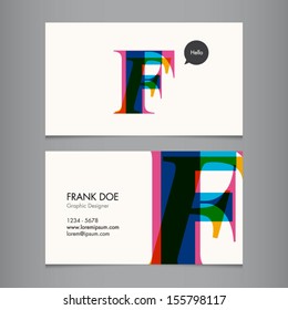 Business card template, letter F