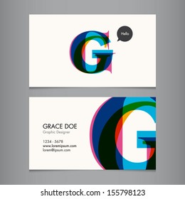 Business card template, letter G