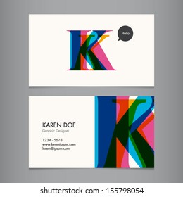 Business card template, letter K